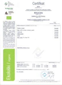 Medeni Studenec Čebelarstvo Meteklo EKO Certifikat 2019-2020